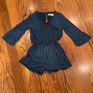 Abercrombie kids striped romper w lace detail